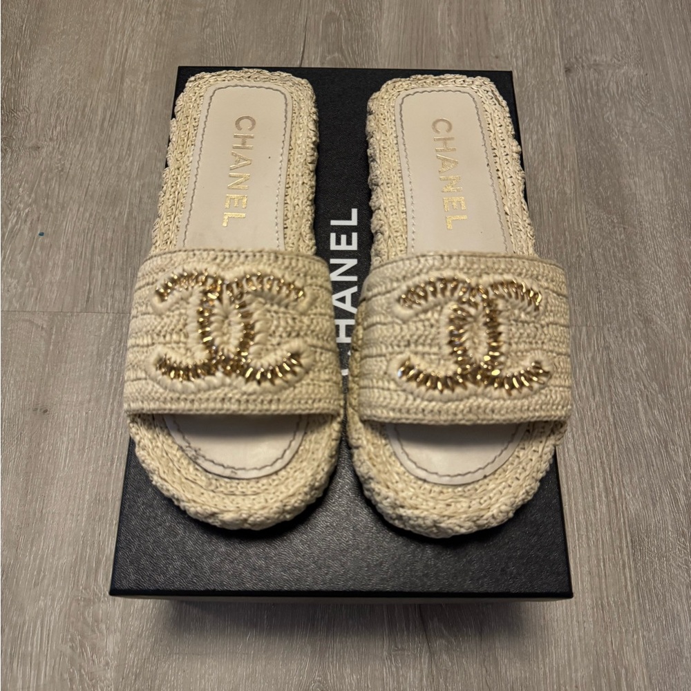 Chanel Beige Crochet Mules - Picture 3 of 8